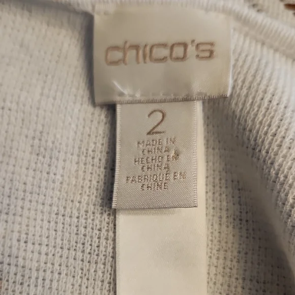 Chico's Blue and White 3/4 Sleeve Relaxed Blouse - Picture 7 of 12